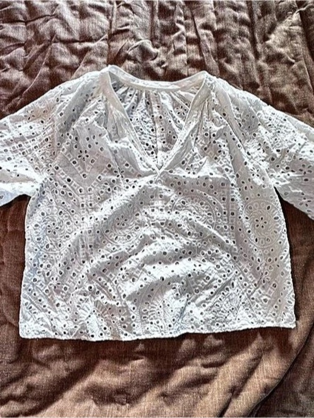 Eyelet Blouse in White Like New